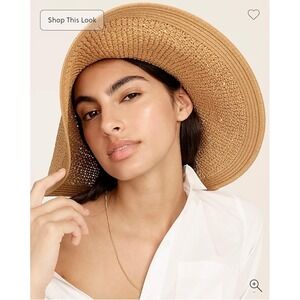 J.‎ Crew Women's Wide Brim Straw Sun Hat Beach Vacation Floppy Beachwear